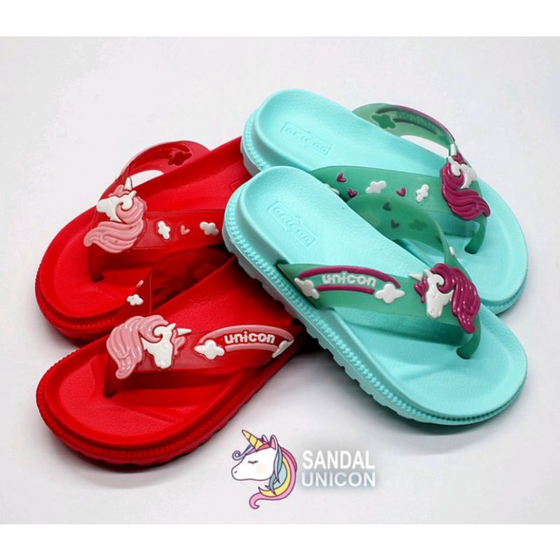 Sandal Jepit Anak Perempuan Bahan Karet/Unicorn Ukuran 24-35(137-1,237-1)