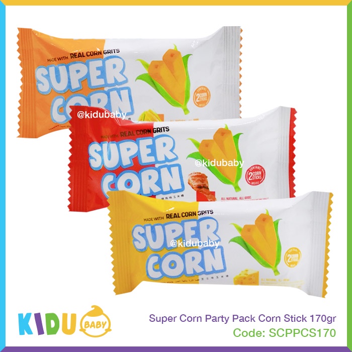 SuperCorn Party Pack Chicken Corn Stick 170gr Cemilan Snack Cemilan Sehat Kidu Baby