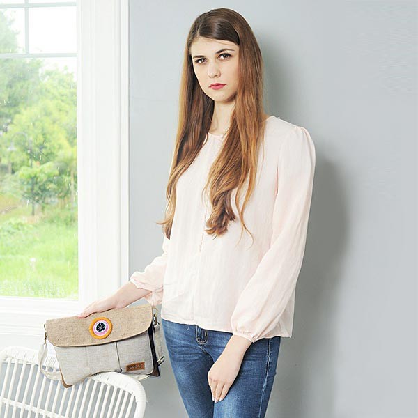 Tas Kanvas Clutch Maika etnik LAIS BROWN untuk Wanita