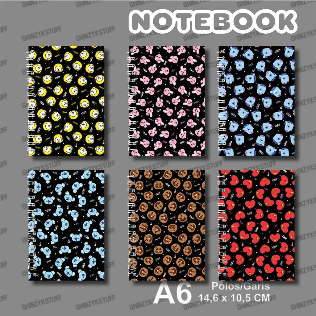 

Notebook KPOP BTS BT21 PATTERN Ukuran A6 (10.5x14.5cm) KPOP Merchandise
