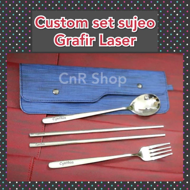 sendok set korea custom grafir nama