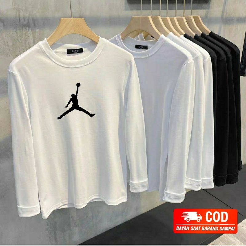 Baju Kaos Lengan Panjang Pria JORDAN Atasan Lengan Panjang Pria Cotton Combed Kaos Pria Lengan Panjang