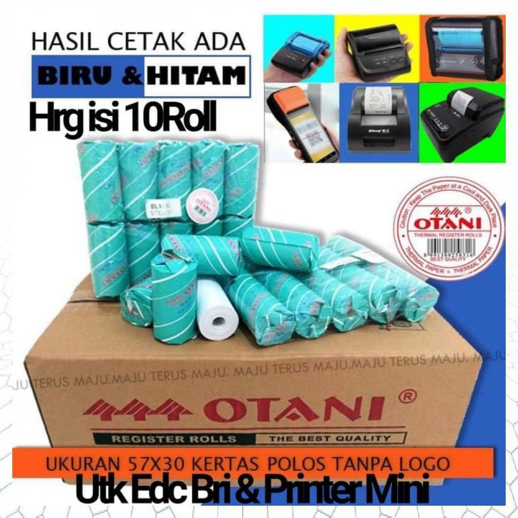 

Thermal Paper Kertas Struk Semua Edc 57X30,Isi 10Roll - Hitam