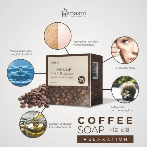 Hanasui Coffee Soap / Sabun Kopi with Coffee Scrub / 40gr / Original