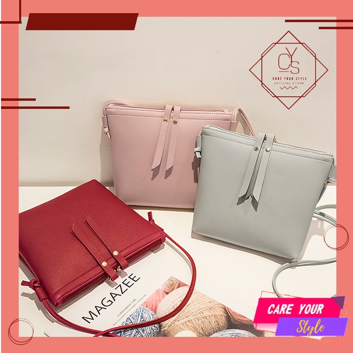 CYS Tas Selempang Wanita Polos Model Simple Kekinian Tas ABG Hangout Tas Import Berkualitas T64