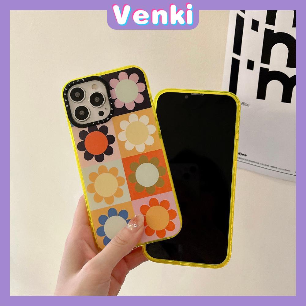 Casing Soft Case Silikon Motif Bunga Aster Warna Kuning Fluorescent Untuk iPhone 13 Pro Max 12 Pro Max 11 7 Plus