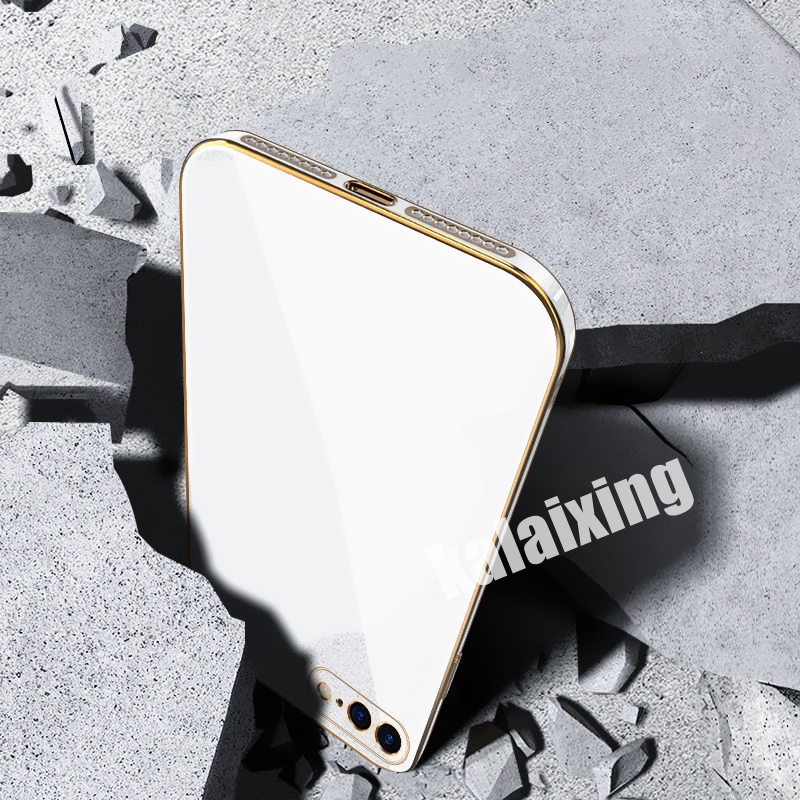 Casing Softcase iPhone 7Plus 8 + 6 6s + 7 + 8 + 11 11Pro 11promax Mewah Aksen Garis Emas