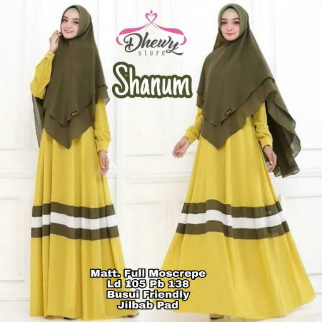 Gamis syari set jilbab layer Shanum by Dhewy