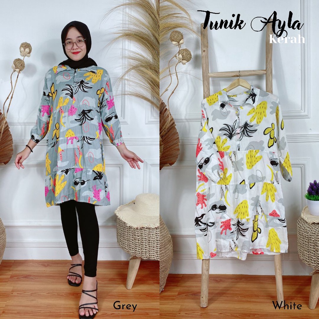 Zhelda Zarrah Kaktus Ayla Macan Tunik Rayon