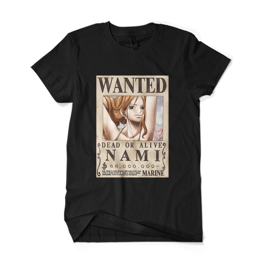 BAYAR DI TEMPAT Promo Baju Kaos ONE PIECE POSTER WANTED LUFFY NAMI Wanted Anime Tshirt Distro Origin