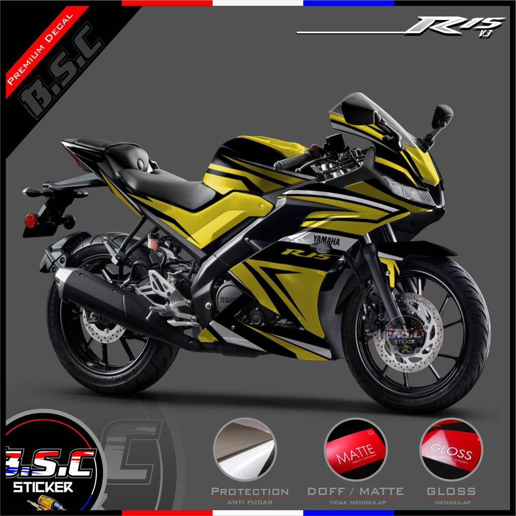 Sticker Decal R15 V3 LED Motif Elegant Racing Yellow