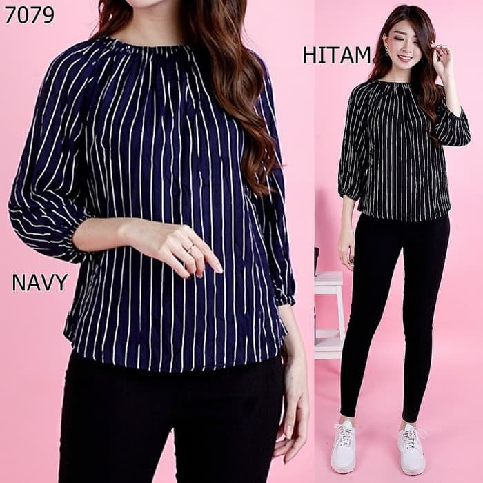 Blus Wanita Model Stitching Dengan Potongan Longgar Dan Kerah V Neck Atasan Liliana Baju Ata 38gxd Shopee Indonesia