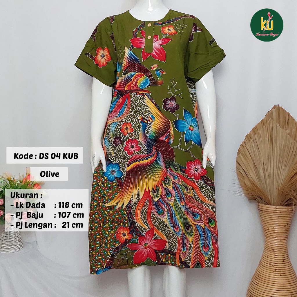 COD DS04 KUB | Daster Batik Kencana Ungu Asli Label Biru Uk. Jumbo LD 120 cm | Baju Santai Tidur Wanita Dewasa Kancing Depan Busui Friendly Motif Terbaru-Olive J