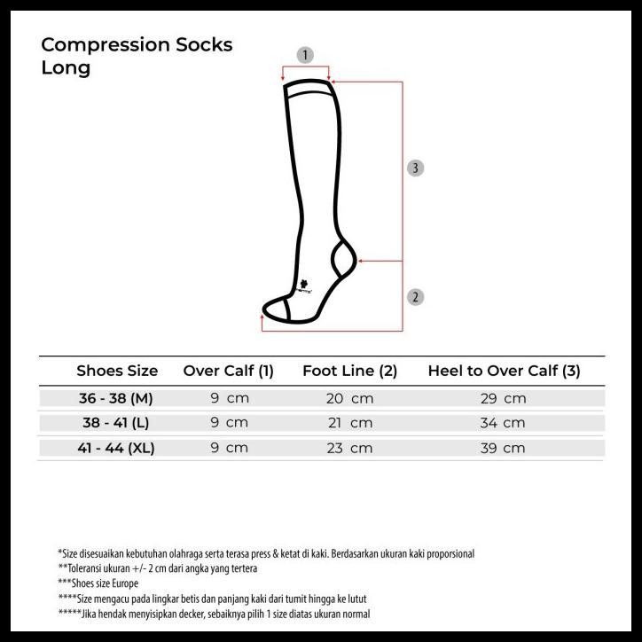Tiento Long Compression Socks Grey Kaos Kaki Olahraga Ketat Panjang