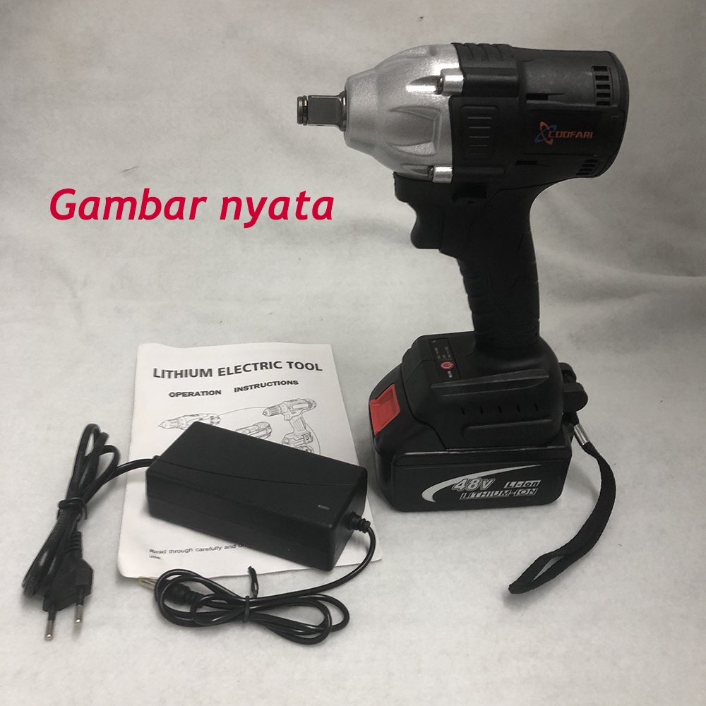 Bor Cordless Wrench COOFARI 48V Impact 48 Volt ALAT BUKA BAUT RODA MOTOR MOBIL