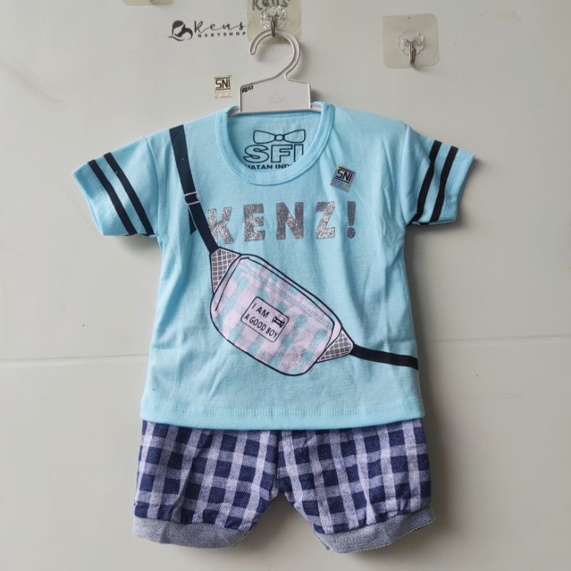 SNI Setelan baju kaos celana anak bayi motif TAS selempang samping SFL