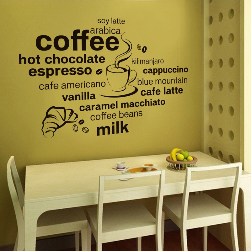 RELIZA WALL STICKER QUOTES DAPUR COFFEE CHOCOLATE CAPPUCCINO KITCHEN STIKER DINDING