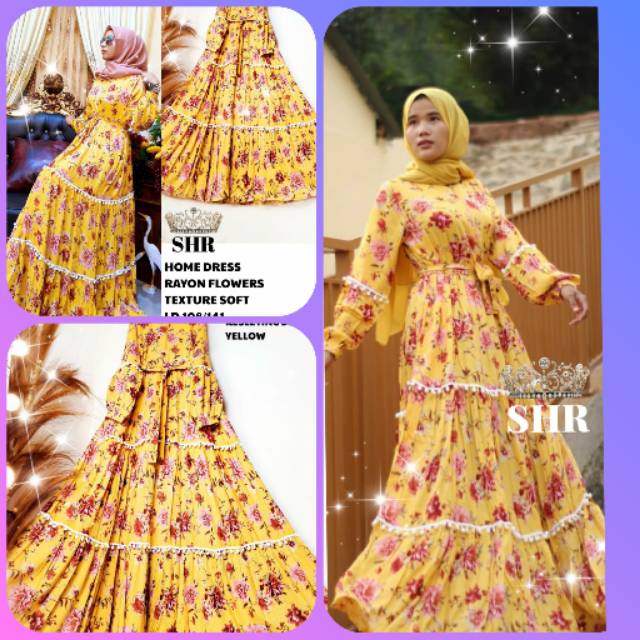 11 READY !! SHR ORI !! HOME DRESS RAYON FLOWERS