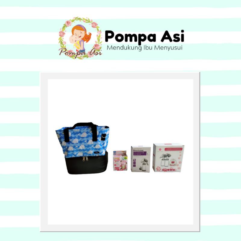 (BISA DICHARGER) Paket Dual Asi New Real Bubee Doubel Rechargable Alat Pompa ASI Perlengkapan Ibu Menyusui By Mallpompaasi