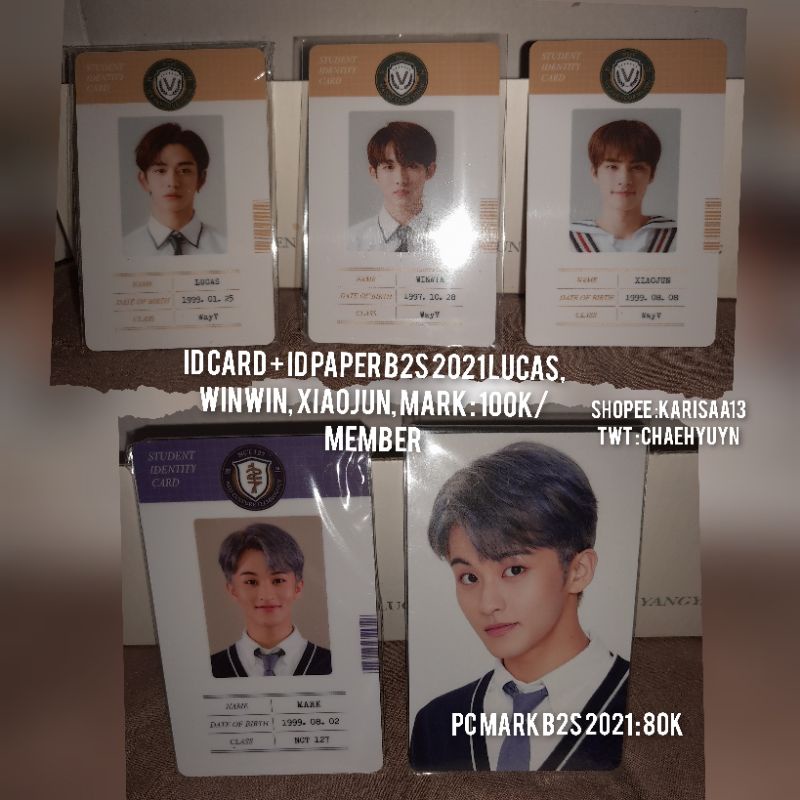 pc id card b2s 2021 winwin, xiaojun, lucas, mark back to school