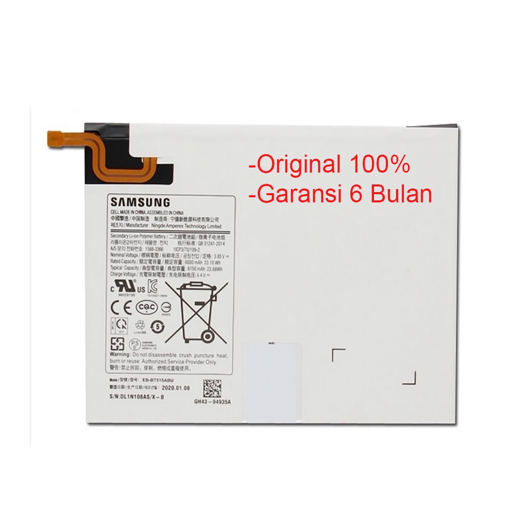 Baterai Samsung Galaxy Tab A 10.1 2019 T510 T515 Model SM-T515 SM-T510 Model EB-BT515ABU