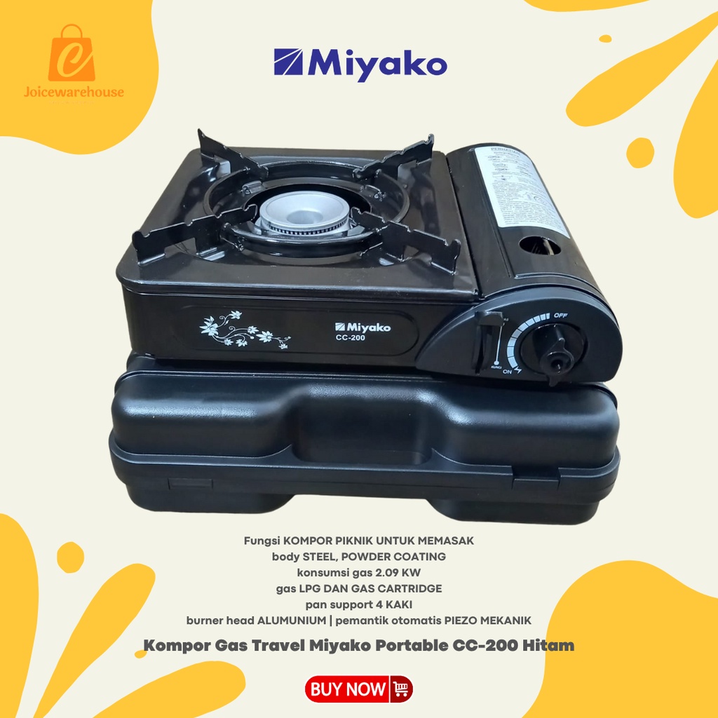 Kompor Gas Travel Miyako Portable CC-200 Hitam