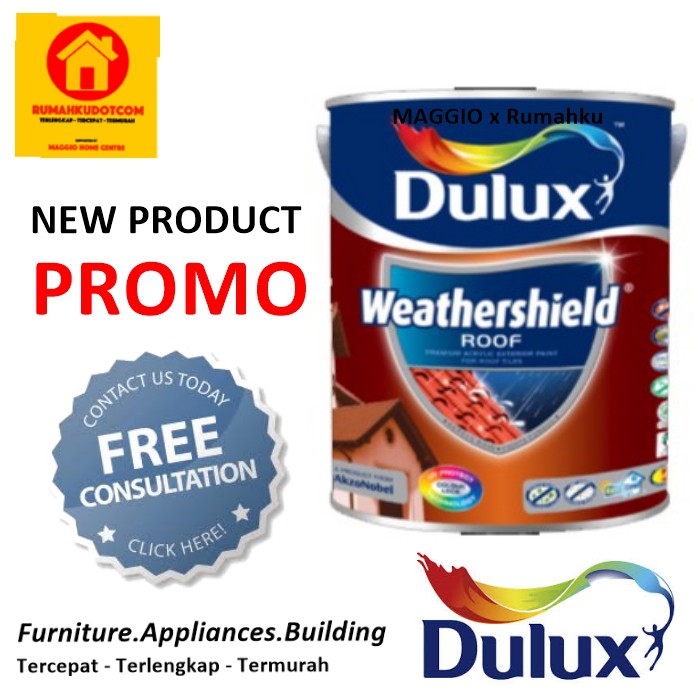 CAT GENTENG - CAT ATAP RUMAH - WEATHERSHIELD ROOF WARNA BEBAS 2.5L - DULUX