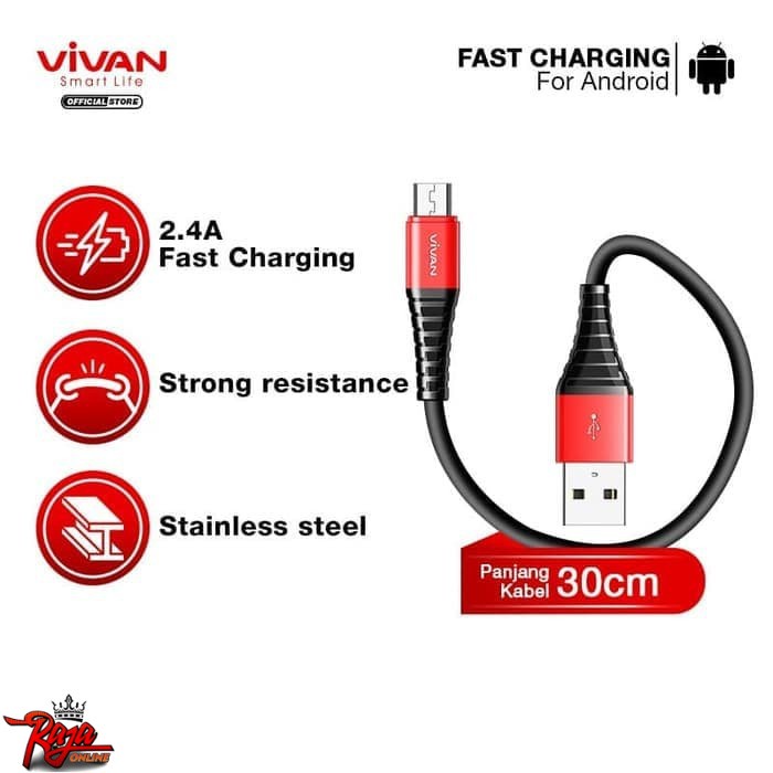 Kabel Data Charger Vivan SM-30 Micro USB