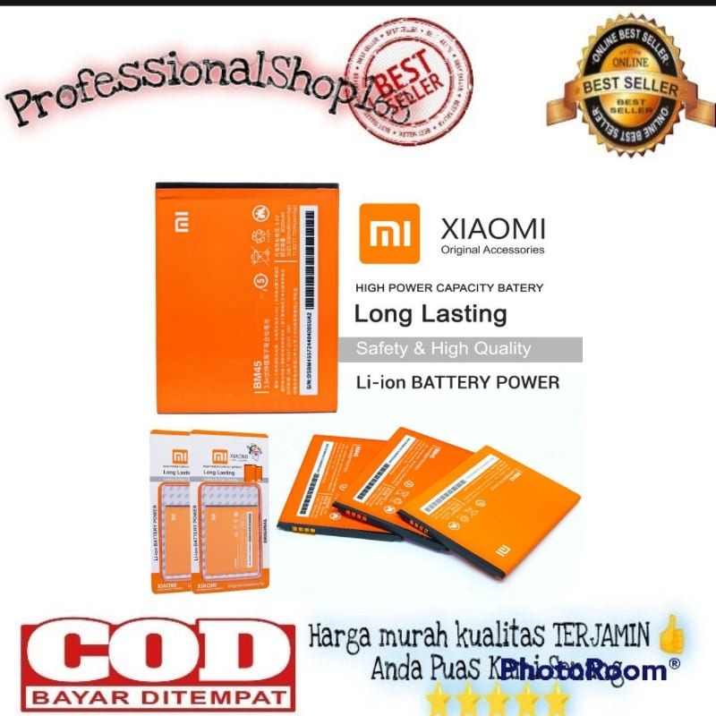 PS - Baterai Xiaomi Redmi Note 2 / battery Xiaomi baterai redmi note 2 BM45 original 99% baterai Xia