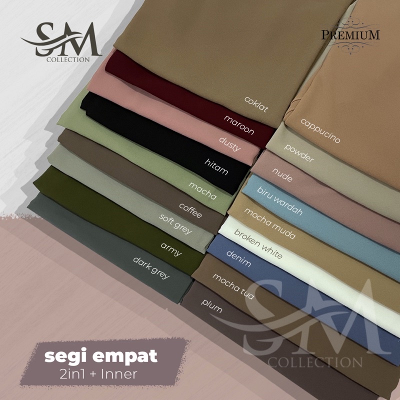 BERKUALITAS !! HIJAB SEGI EMPAT INSTAN PLUS INNER 2IN1 | SEGITIGA INSTAN INNER 2IN1 | CERUTY BABYDOLL 120CM X 120CM