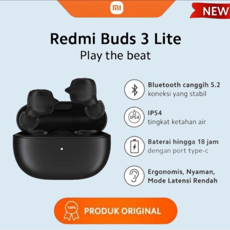 Airdots Mi Redmi Buds 3 Lite True Wireless Bluetooth Airbuds Earphone Xiaomi ORI