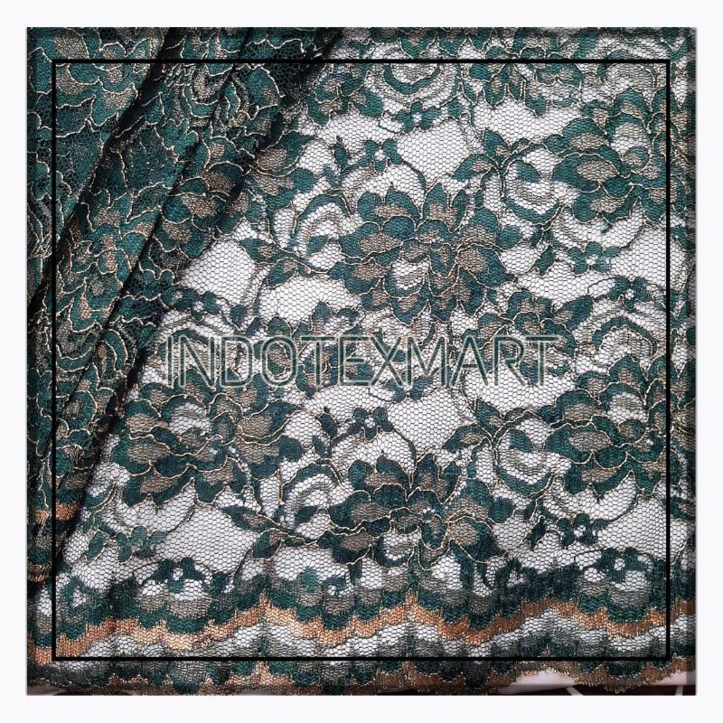 Kain Brokat Meteran TwoTone Gold-Bottle Green/Kain Brokat Premium Murah