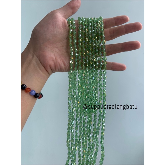 kristal Ceko tetes 10 x 6mm SOFT GREEN quartz bening bross PREMIUM