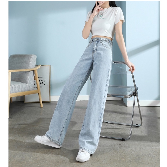 Kakak_clother Biru salju high waist premium celana jeans kulot