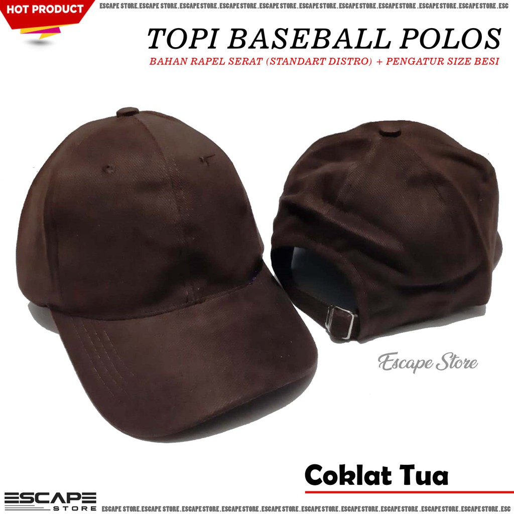 Topi Baseball Polos / Topi Distro Murah / Topi Pria Wanita - Coklat Tua