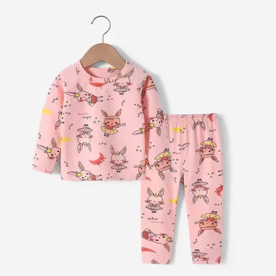 Baju Tidur anak cewek lengan panjang bahan cotton import 1-4 tahun import Piyama anak perempuan-3