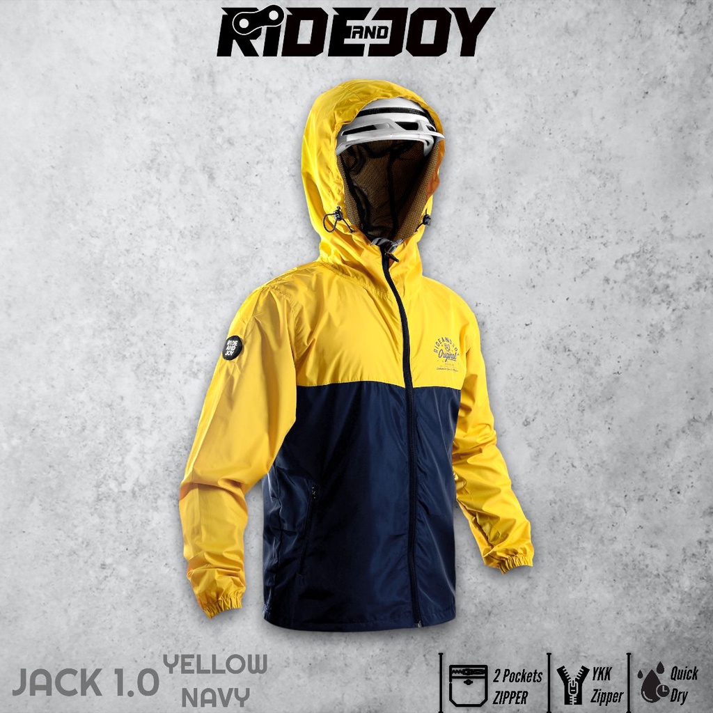 JACK1.0 YELLOW NAVY - Jaket Outdoor olahraga sepeda santai windbraker non waterproof MTB Downhill En