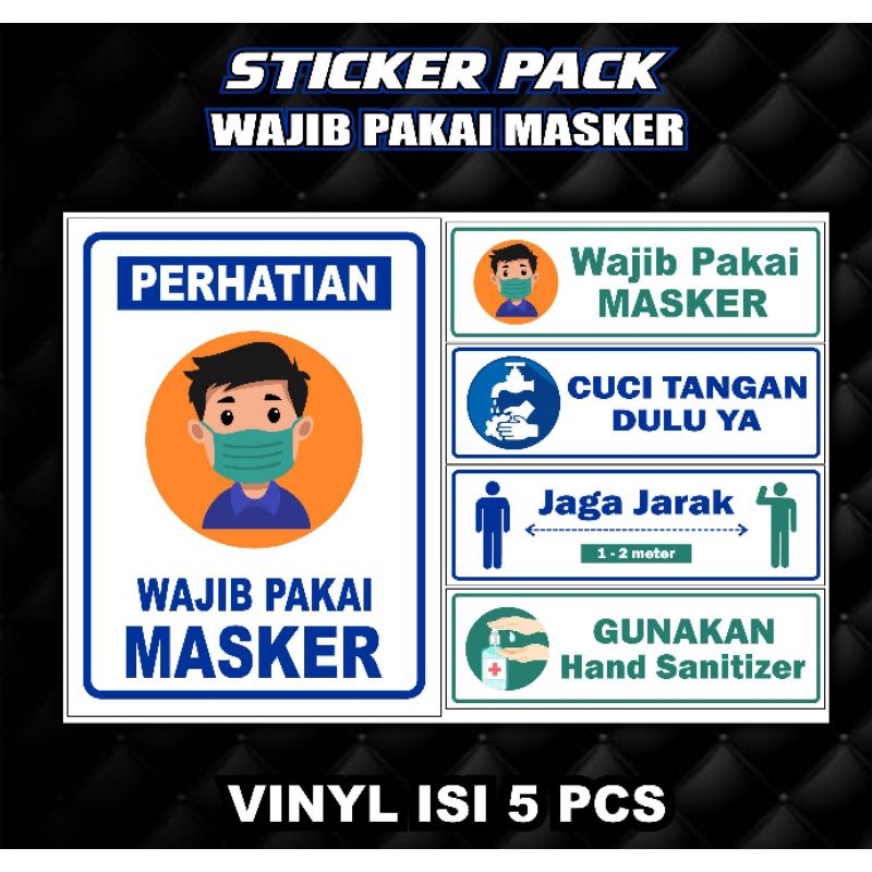 Stiker Pack Wajib Pakai Masker Stiker Dinding Stiker Kaca