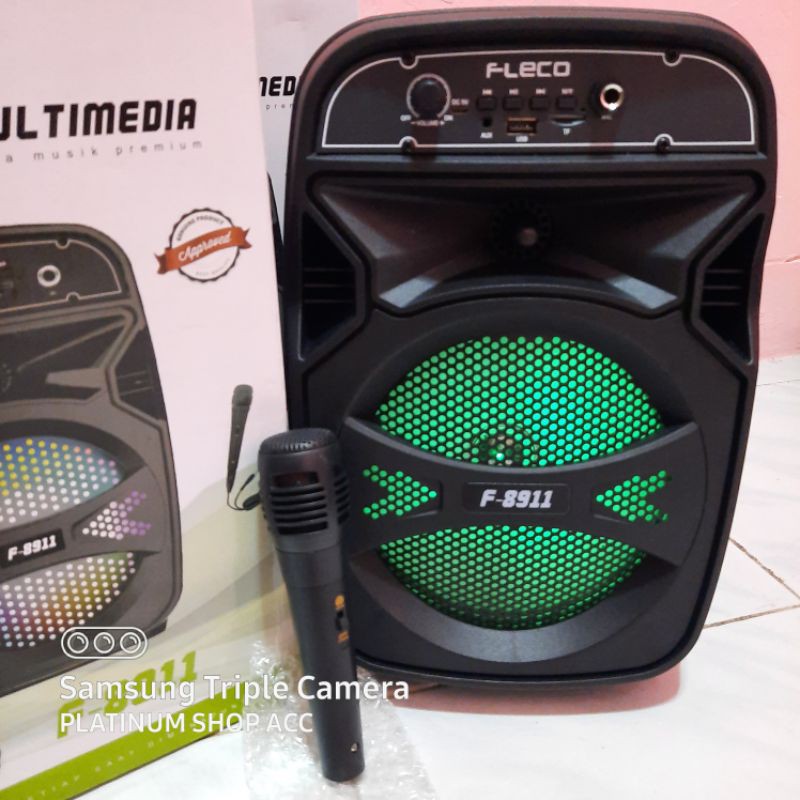 Speaker Bluetooth Fleco F9810/F8911 Free mic Karaoke/Subwoofer 8Inch Salon Aktif Wireless Multimedia