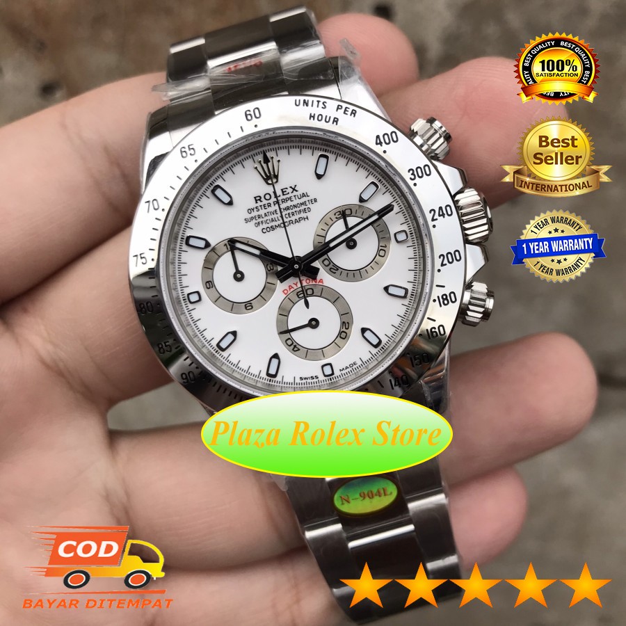 Mega Sale Jam Tangan Rolex Daytona 116520 White Dial Swiss Eta 904L 1:1 warranty 1 Year