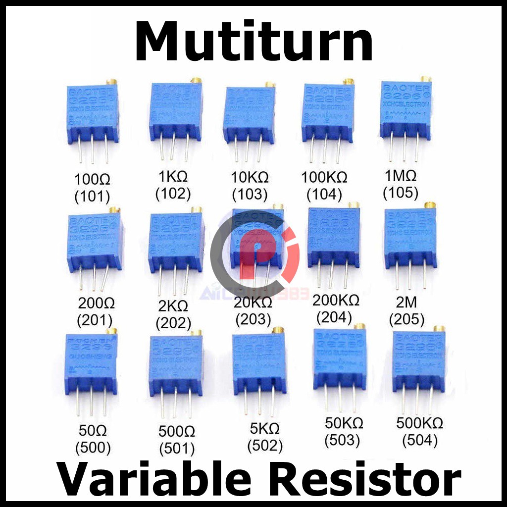 Multiturn Variable Resistor Multi Turn Variabel Trimpot Trimmer Banyak Nilai Varian