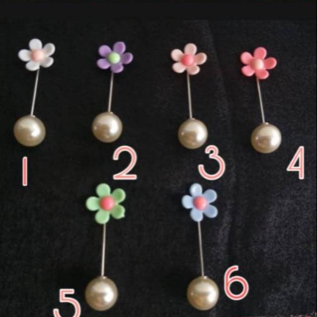 Tuspin Mutiara Bulat Bunga Flower Warna Pink Jarum Hijab Bross Bros Korea FREEONGKIR CHAT ADMIN