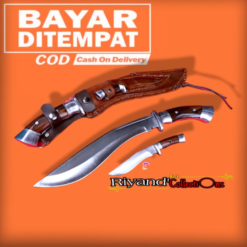 Pisau survival outdoor Kit,Pisau gurka,pisau kukri sarung kulit sapi