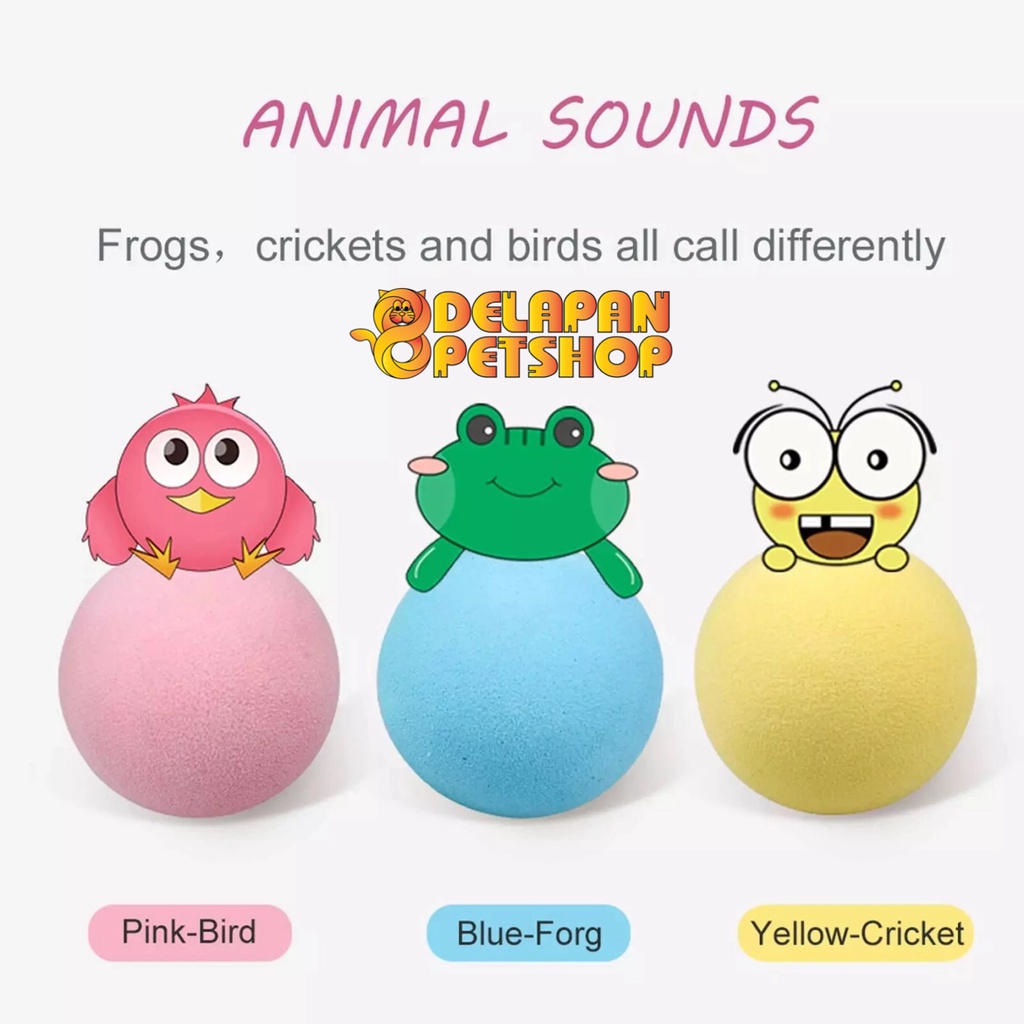 Animal Sounds Ball Mainan Bola untuk Kucing Bersuara Binatang + Dapat Diisi Catnip