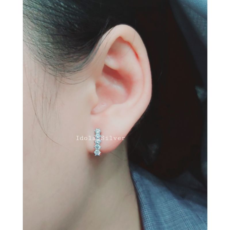 ANTING PERAK ASLI SILVER 925 LAPIS EMAS MODEL JEPIT PERMATA DIAMOND - PERHIASAN PERAK WANITA