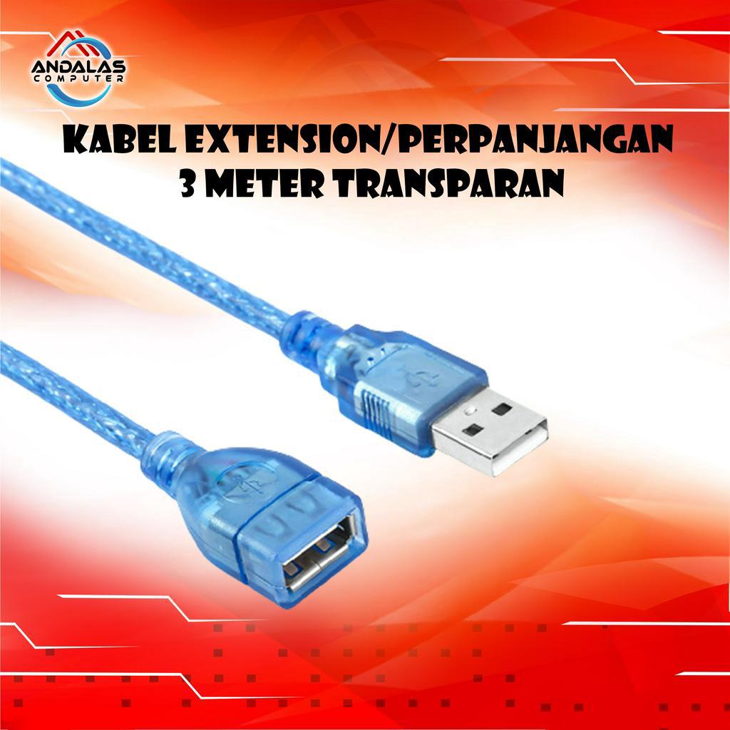 KABEL CABLE PERPANJANGAN / EXTENTION MALE FEMALE BIRU USB 2.0 3METER 3 M