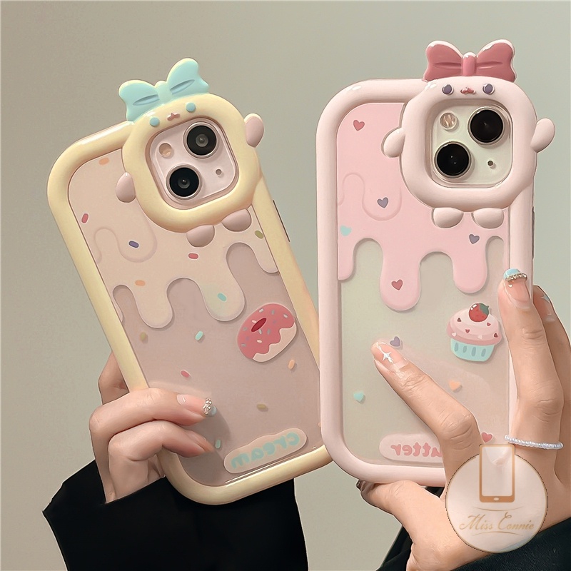 Soft Case TPU Glossy Anti Pecah Desain Es Krim Kue Strawberry Monster Untuk IPhone 13 12 11 14 Pro MAX 6 6S 7 8 Plus XR X XS MAX SE 2020