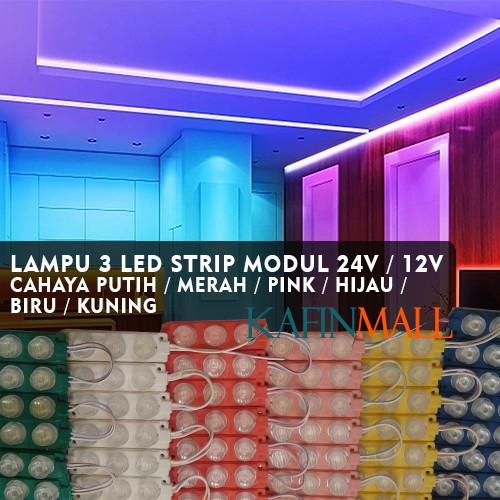 LAMPU LED MODUL 1PCS 3 MATA BESAR DC 12V / 24V VARIASI LAMPU MOBIL MOTOR MODULE