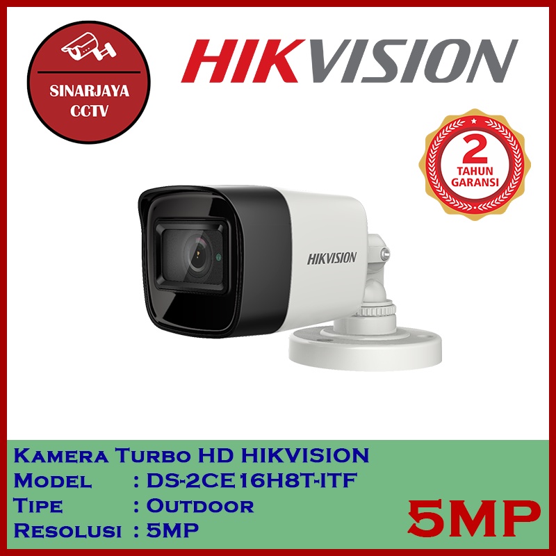 Kamera CCTV Outdoor Hikvision Turbo HD DS-2CE16H8T-ITF 5MP
