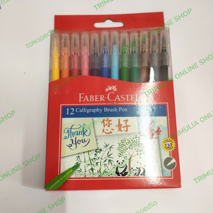 

(BISA COD) Calligraphy brush pen | Faber Castell | 12 warna TERLENGKAP Kode 205